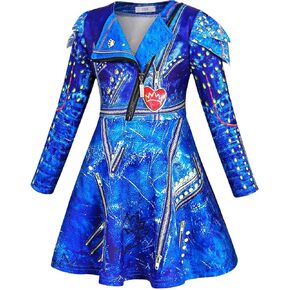 HenzWorld Evie Costume for Girls Long Sleeve Halloween Dress Cosplay Party Princess Dress up Outfit