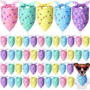 Sanwuta 50 Pieces Easter Dog Bandanas for Dogs Pastel Dog Bandanas Bulk Spring Dog Kerchief Set Soft Dog Bandanas for Spring Easter Puppy Small Medium Large Dog Costume Accessories (Plaid)
