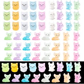 68 PCS MINI Resin Craft Luminous Cat Dark Glow التماثيل DIY حديقة مصغرة ديكور المناظر الطبيعية للحيوانات اللطيفة Dollhous