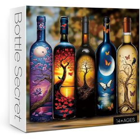 Colorful Wine Bottle Puzzles for Adults 1000 Pieces, Beautiful Art Butterfly Landscape Jigsaw Puzzles, Pretty Beautiful Tree Scene Puzzle