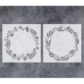 GSS تصاميم stencil غاريل إكليلا (2 عبوة) - استنشاق قالب أوراق القابلة لإعادة الاستخدام (12x12 بوصة) للطلاء على الخشب - مصنع ديي الخشب الخشبي ديكور المنزل (SL -092)