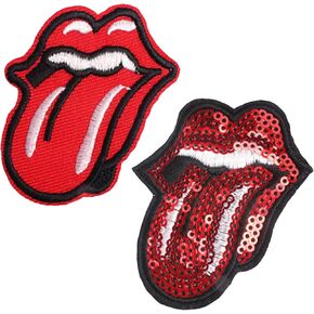 10 Pcs Embroidered Red Lips Sequin Patches for Jeans Tongue DIY Sew Iron on Patch for Jeans Clothing Backpack T-Shirt Jackets Valentines Day Decor
