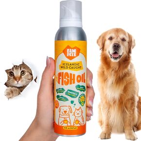 Omega 3 Fish Oil for Dogs and Cats (5 oz) - Premium Icelandic Liquid Dog Fish Oil Supplement with EPA DHA for Skin, Coat & Joint Health - Natural Pet Supplement - Leak-Free Aluminum Spray Bottle