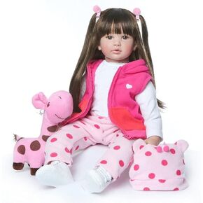 Pinky LifeLike Reblor Toddler Dolls Girl 24inch 60cm واقعية المظهر الأميرة Baby Baby Doll Vinyl Silicone Long Hair Babies Gift