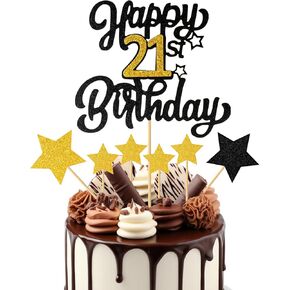 1pcs Happy 18th Cake Birthday Cake Topper - Gold Gold Glitter Heaits إلى 18 عامًا ، تزيين كعكة رائع لعيد الميلاد الثامن عشر أو حفل الذكرى السنوية