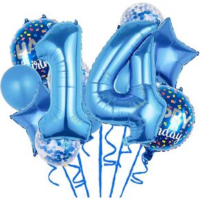 البالونات ، 11 PCS البالونات احباط البالونات 14 سنة لتوصيلات حفلات عيد الميلاد الرابعة عشرة الديكور ， حلويات البالون الأطفال البالونات حفلة عيد ميلاد البالون البالغة 14 سنة للأطفال (14 ، الأزرق)