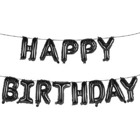 Blue Happy Birthday Balloons Banner 16 Inch Mylar Foil Letters, Inflatable Party Decor and Birthday Decorations for Women, Men, Boys & Girls Kids and Adults, Reusable, Party Supplies