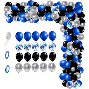 Roya Blue Black Balloons Garland Garland Arch Kit ، 124 PCS Matte Blue Black Black Silver Latex Balloons for Video Gaming Party Men Party Party Vide