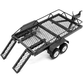 Globact RC Trailer لسحبها خلف السيارة مع خطاف Hitch Metal Flated Trailer لـ TRX4M AXIAL SCX24 FMS FCX24 1/18 1/24 RC CRAWLER UPGRADE