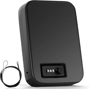Small Safe For Home ، صندوق أمان فولاذي مع لوحة مفاتيح ميكانيكية ، صندوق قفل مخفي مع كابل فولاذي ، آمن محمول مقابل أدوية الأدوية ، الأسود ، 9.45 "× 6.5" × 1.85 "