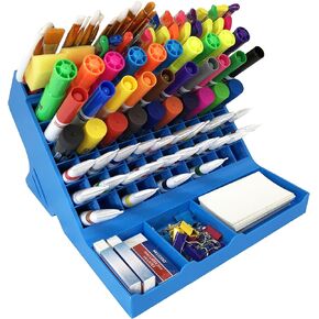 Light Blue 3D printed pen holder for desk, pencil box, marker organizer, office supplies, desktop accessories, desk organizer, storage, office accessories & pencil case
