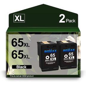 65XL استبدال خرطوشة الحبر الأسود لـ HP 65 65XL 65XXL العمل مع HP Envy 5070 5014 5055 5000 5052 5010 Deskjet 3755 3700 2600 (2 أسود)