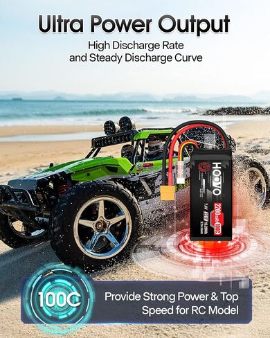 HOOVO 2S Shorty Lipo Battery 2200mAh 100C 7.4V RC Lipo Battery with TR Connector for FPV Racing Drone RC Airplane Helicopter Quadcopter Car-2 Pack in Kuwait