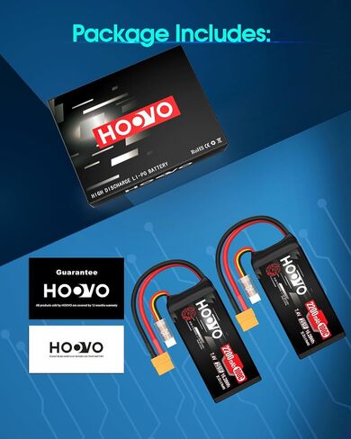 HOOVO 2S Shorty Lipo Battery 2200mAh 100C 7.4V RC Lipo Battery with TR Connector for FPV Racing Drone RC Airplane Helicopter Quadcopter Car-2 Pack in Kuwait