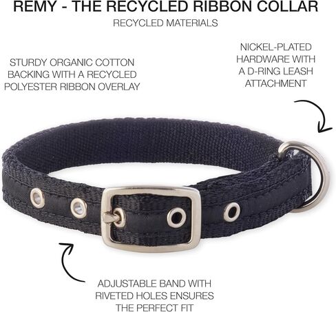 Adjustable Recycled Ribbon Dog Collar for All Pet Breeds, Red Buffalo Plaid, X-Small in Kuwait