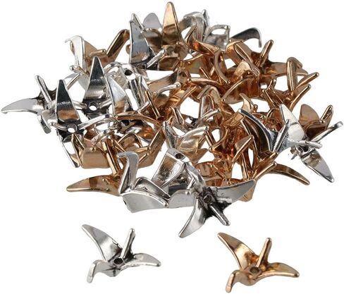 40pcs alloy paper crane spacer حبات ، رافعات ورق اوريغامي ثلاثية الأبعاد الشكل 21 × 16 مم حبات حيوانات معدنية لصنع المجوهرات DIY in Saudi Arabia