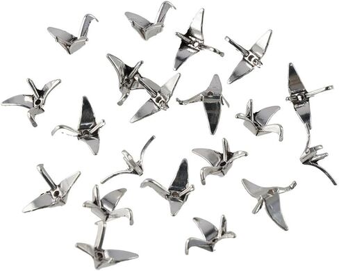 40pcs alloy paper crane spacer حبات ، رافعات ورق اوريغامي ثلاثية الأبعاد الشكل 21 × 16 مم حبات حيوانات معدنية لصنع المجوهرات DIY in Saudi Arabia