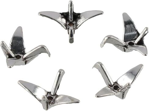 40pcs alloy paper crane spacer حبات ، رافعات ورق اوريغامي ثلاثية الأبعاد الشكل 21 × 16 مم حبات حيوانات معدنية لصنع المجوهرات DIY in Saudi Arabia