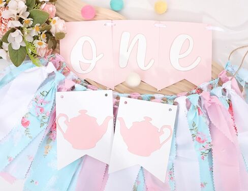 Alice In Onederland High Chair Banner - Alice 1st Birthday Decorations, Teapot One Birthday Highchair Garland, Alice In Wonderland Fairy Smash Cake, Princess Tea Party Fabric Banner Photo Props(Alice in Wonderland Banner) in Saudi Arabia