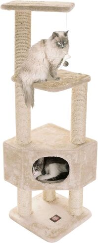 Majestic Pet Products 52 Inch Cat Tree Furniture Tower Condo House with Scratching Post, Multi-Level Activity Pet Tree (Beige Casita) in Saudi Arabia
