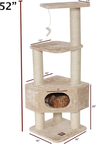 Majestic Pet Products 52 Inch Cat Tree Furniture Tower Condo House with Scratching Post, Multi-Level Activity Pet Tree (Beige Casita) in Saudi Arabia
