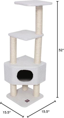 Majestic Pet Products 52 Inch Cat Tree Furniture Tower Condo House with Scratching Post, Multi-Level Activity Pet Tree (Beige Casita) in Saudi Arabia