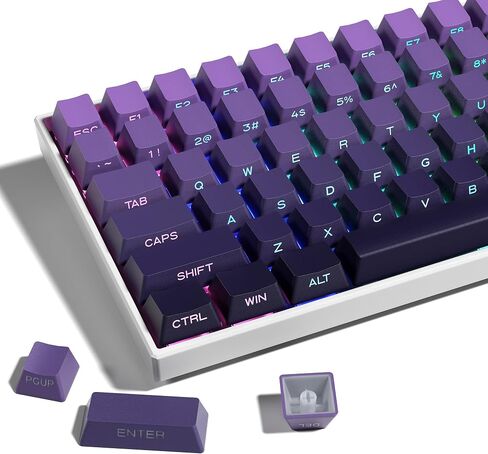XVX PBT Keycaps - Side Print Keycaps 60 65 75 100 Percent, Double Shot Shine Through Custom Key caps, Black 136 Keys Set, OEM Profile, Minimalist Style Phantom for Cherry Gateron MX Switche Keyboard in Saudi Arabia