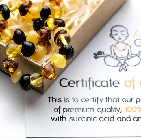 Baltic Amber Necklace for Women and Men (Authentic, Certified) - 21.7 inches, Black (Raw/Unpolished) - Unisex Amber Jewelry for Adults - Amber Bead Necklace by Amber Guru in Saudi Arabia