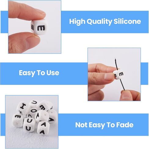 50pcs أحرف سليكون رسائل أحرف حرة مكعب سليكون خطاب حبة/e/i/o/u الحرف مربع حبة 12 مم حبة أبجدية للسيليكون للسيلي in Kuwait