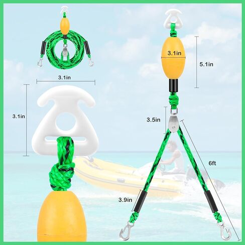 Self Centering Tow Harness for Watersports with Foat Ball, Heavy Duty Boat Tow Harness with 2 Permanent Antirust Stainless Steel Rider in Saudi Arabia