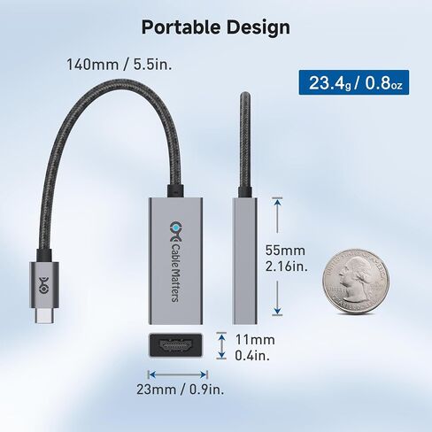كيبل ماترز محول USB C الى HDMI 2.1 بسرعة 48 جيجابايت في الثانية يدعم 4K 120Hz و8K HDR - متوافق مع ثاندربولت 3 وثاندربولت 4 - أقصى دقة على ماك هي 4K عند 60Hz in Kuwait