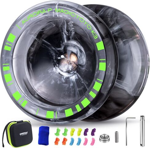 Magicyoyo K3 Aurora-P Kids Pro Yoyo‌-Yoyo استجابة للأطفال 8-12 | لا يستجيب Yo-Yo Bearing و Crystal Plastic Design مع 12 سلاسل + كيس | تعلم الحيل (الأزرق/الأبيض) in Kuwait