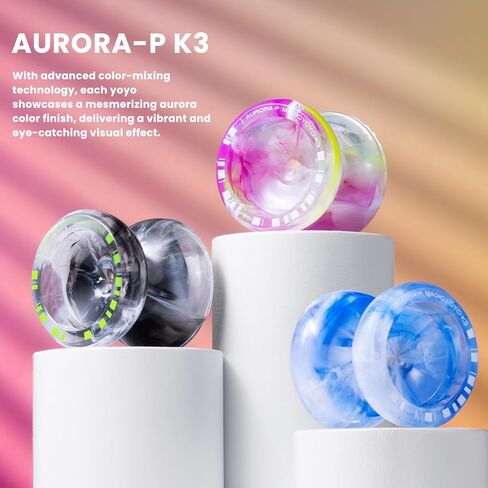 Magicyoyo K3 Aurora-P Kids Pro Yoyo‌-Yoyo استجابة للأطفال 8-12 | لا يستجيب Yo-Yo Bearing و Crystal Plastic Design مع 12 سلاسل + كيس | تعلم الحيل (الأزرق/الأبيض) in Kuwait