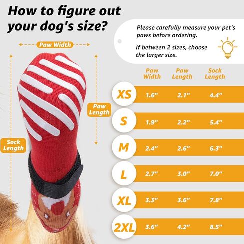 LOOBANI Christmas Dog Socks to Prevent Licking Paws, Hardwood Floors Anti Slip, Non Slip Dog Socks with Grippers Dog Paw Protector, Dog Booties for Indoor Use in Kuwait