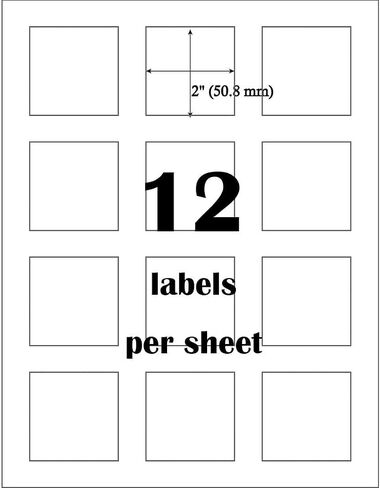 Mr-Label 2" Square White Sticker Label - Waterproof and Tear-Resistant - for Inkjet & Laser Printer - for Food Package | Gift Bag | Jar (10 sheets total 120 labels) in Saudi Arabia