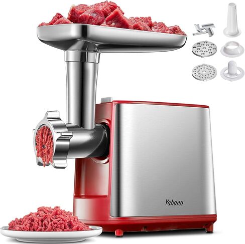 Electric Meat Grinder, Heavy Duty Meat Mincer, Sausage Stuffer Maker, Food Grinder with Sausage & Kubbe Kit, 3 Grinder Plates, Stainless Steel (Black) in Kuwait