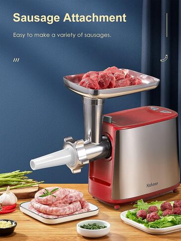 Electric Meat Grinder, Heavy Duty Meat Mincer, Sausage Stuffer Maker, Food Grinder with Sausage & Kubbe Kit, 3 Grinder Plates, Stainless Steel (Black) in Kuwait