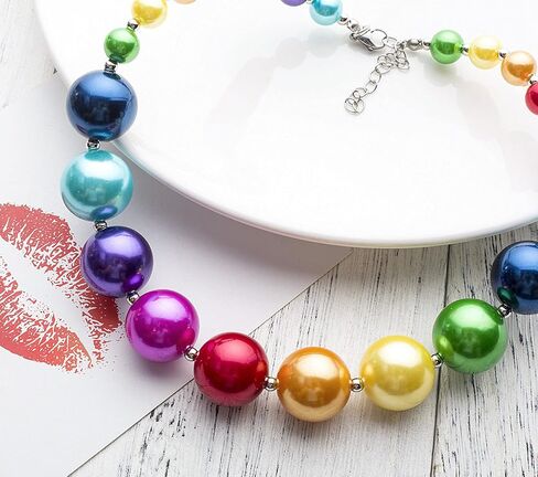 Dress Up Jewelry for Little Girls Kids Necklaces Fashion Girls Chunky Beads Bubblegum Necklace and Bracelet Set Green Gold Diamond Bead Set fit Age 3 Years and Up in Saudi Arabia