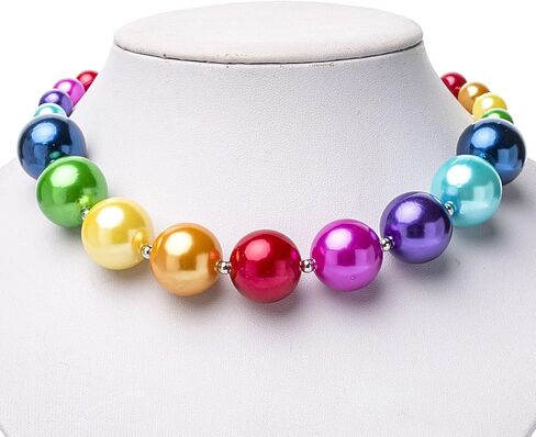 Dress Up Jewelry for Little Girls Kids Necklaces Fashion Girls Chunky Beads Bubblegum Necklace and Bracelet Set Green Gold Diamond Bead Set fit Age 3 Years and Up in Saudi Arabia