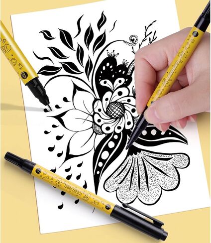 5 Pcs Cute Duck Black Drawing Pens Dual Tip Art Pens Fineliner Ink Pen Waterproof Markers Pen for Kids Adult Sketching Craft Art Supplies (Duck) in Saudi Arabia