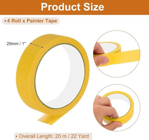 PATIKIL Masking Tape 1 Inch Wide, 4 Roll 22 Yard Painters Tape Bulk No Residue Craft Tape for Wall Painting Labeling Car Painting Home DIY Flower Crafts Decoration, Beige in Kuwait