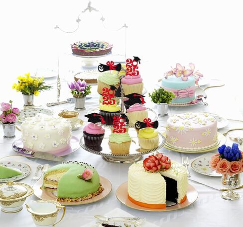 24 Pack Prom 2025 Graduation Cupcake Toppers Glitter 2025 Prom College Cupcake تختار على تهانينا 2025 فئة التخرج من 2025 School Party Cake Decoration Supplies Silver in Saudi Arabia