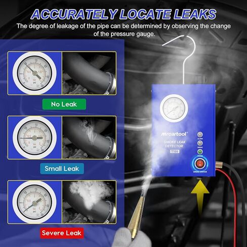 MR CARTOOL T130 Automotive EVAP Smoke Machine, Dual Mode 12V Car Fuel Pipe System Leak Tester Detector with Oil Level and Adjustable Flowmeter for All Vehicles in Kuwait