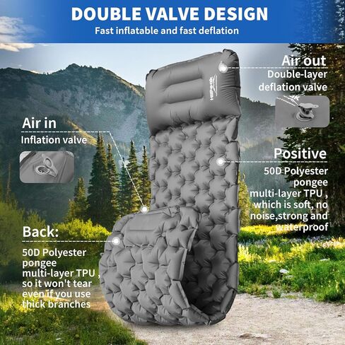 وسادة نوم HiiPeak للتخييم - سجادة نوم خفيفة الوزن قابلة للنفخ مع مضخة قدم مدمجة ووسادة، مرتبة هوائية مدمجة مطورة للتخييم، وحقيبة الظهر، والمشي لمسافات طويلة in Kuwait