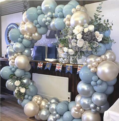 قوس البالون الأزرق الأزرق 18 12 10 10 5 بوصة مزدوجة محشو باطن البالونات الزرقاء البالونات الرمال اللؤلؤ in Kuwait