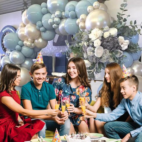 قوس البالون الأزرق الأزرق 18 12 10 10 5 بوصة مزدوجة محشو باطن البالونات الزرقاء البالونات الرمال اللؤلؤ in Kuwait