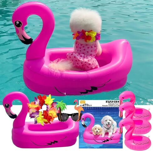 Dog Pool Float, Funny 6-in-1 Inflatable Dog Floats for Pool, Dog Raft for Small Dog, Puppy and Doggies, Pink Flamingo in Kuwait