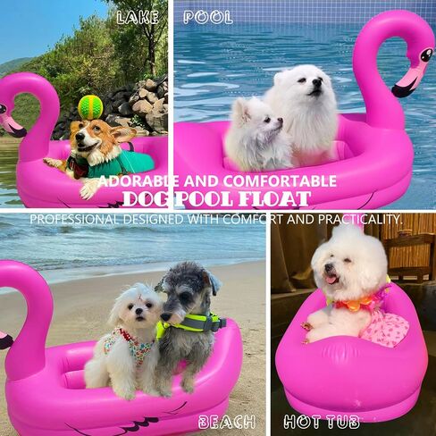 Dog Pool Float, Funny 6-in-1 Inflatable Dog Floats for Pool, Dog Raft for Small Dog, Puppy and Doggies, Pink Flamingo in Kuwait