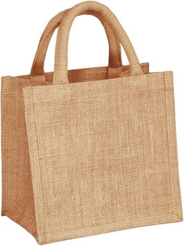 10 Small Burlap Gift Bags with Handles, Wedding Welcome & Bridesmaids Gifts, Bachelorette Party Favors - Reusable 8'x 8'x 6 in Saudi Arabia