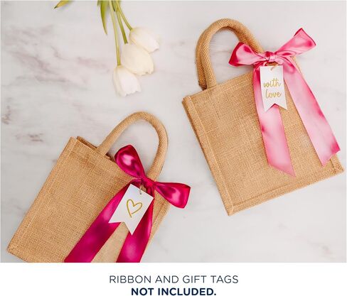 10 Small Burlap Gift Bags with Handles, Wedding Welcome & Bridesmaids Gifts, Bachelorette Party Favors - Reusable 8'x 8'x 6 in Saudi Arabia